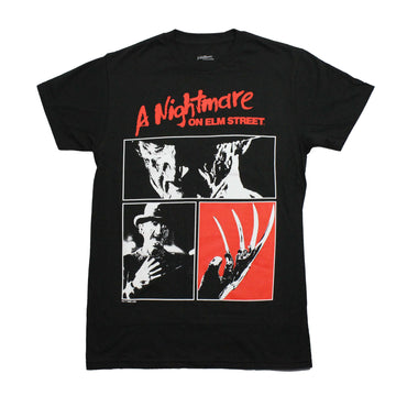 Nightmare of Elm Street Mens T-Shirt - Distressed 3 Boxed Images of Freddy