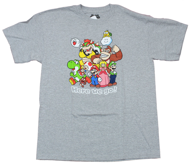 Super Mario Brothers Mens T-Shirt - Here We Go! Giant Character Group