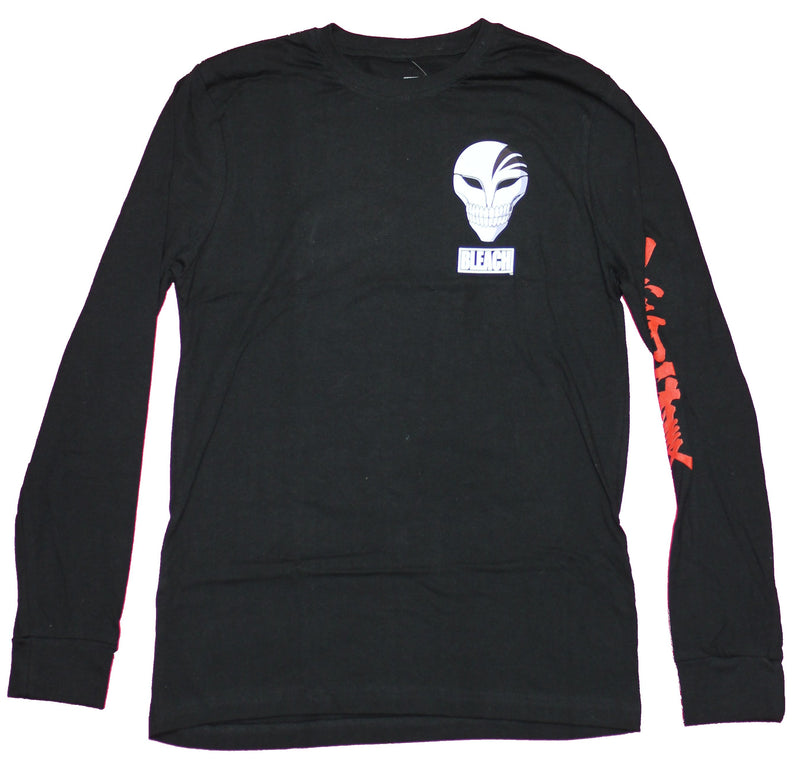 Bleach Men Long Sleeve Mens T-Shirt - Ichigo Standing Mask Red Swirl Image