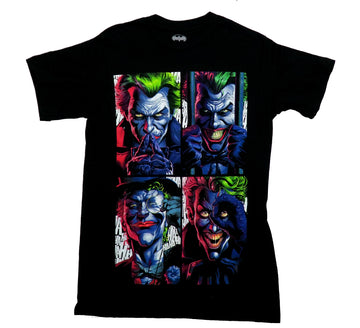 Batman Mens T-Shirt 4 Jokers Four Panel Paintings of Joker
