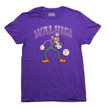 Super Mario Brother Mens T-Shirt - Waluigi Standing Under Name