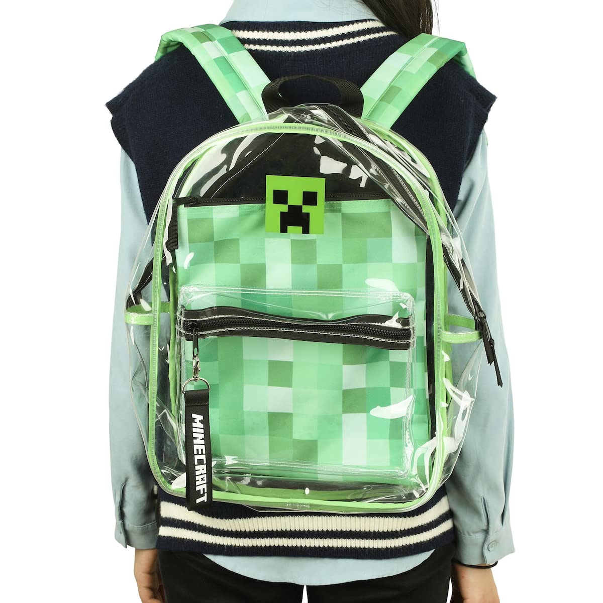 Bioworld Minecraft 17 Clear Plastic Backpack with Removable Laptop Pocket