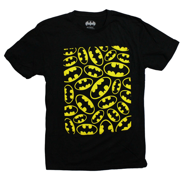 Batman (DC Comics) Mens T-Shirt - Boxed Image of a Whole Bunch of Logos