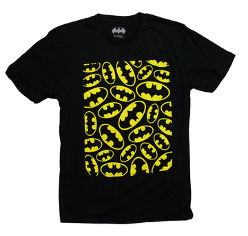 Batman (DC Comics) Mens T-Shirt - Boxed Image of a Whole Bunch of Logos
