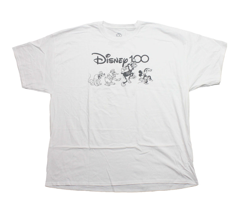 Disney 100 Mens T-Shirt - Gray Characters Dancing Under Logo