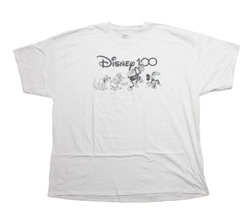 Disney 100 Mens T-Shirt - Gray Characters Dancing Under Logo