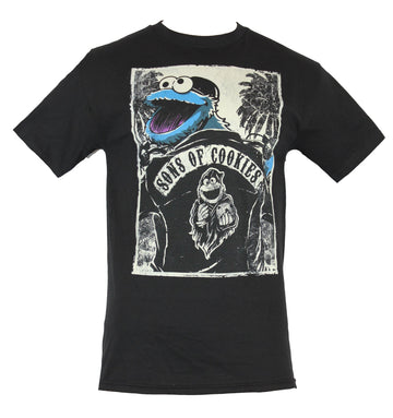 Sesame Street Mens T-Shirt  - "Sons of Cookies" Biker Cookie Monster Image