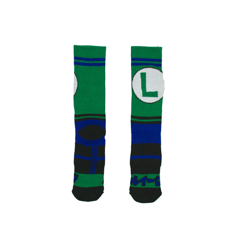 Super Mario Brothers Luigi hat logo Men's Crew sock