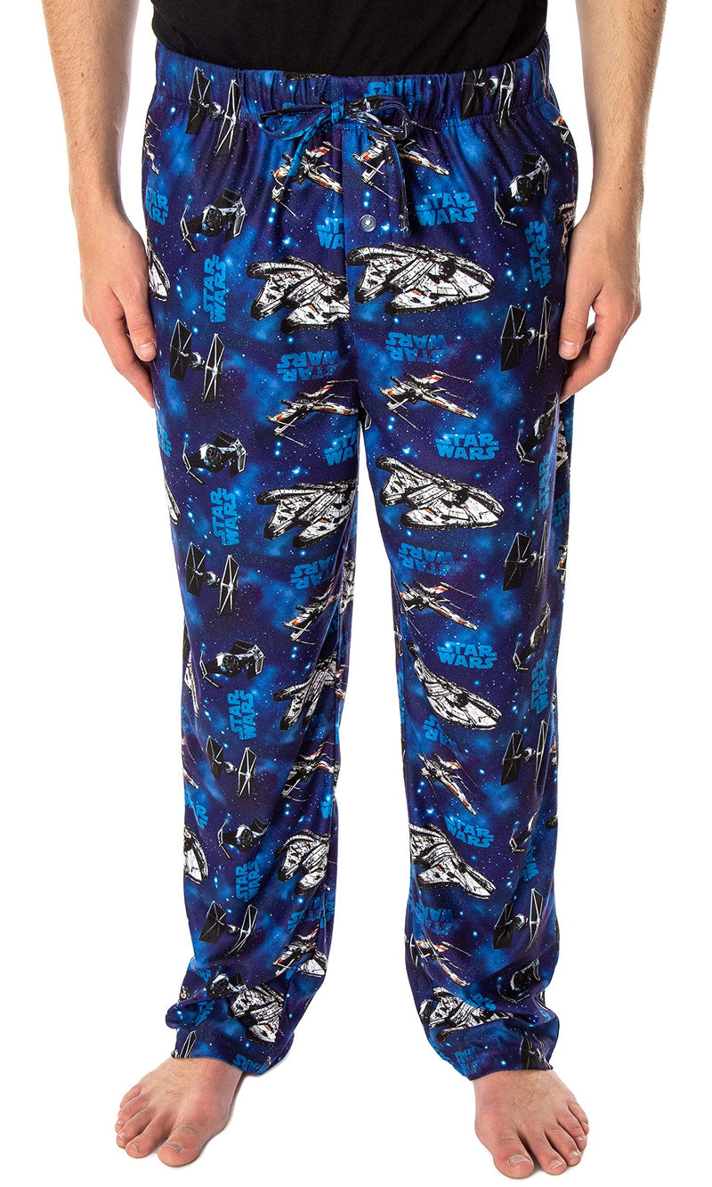 Star Wars Men's Millennium Falcon X-Wing Tie Fighter Allover Pattern Adult Sleep Lounge Pajama Pants