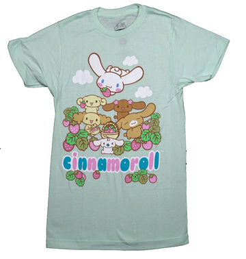 Cinnamoroll Mens T-Shirt - Cast Among Strawberries Sanrio Group