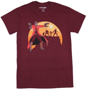 Guardians of the Galaxy Mens T-Shirt - Cartoon Star Lord In Front of Sunset