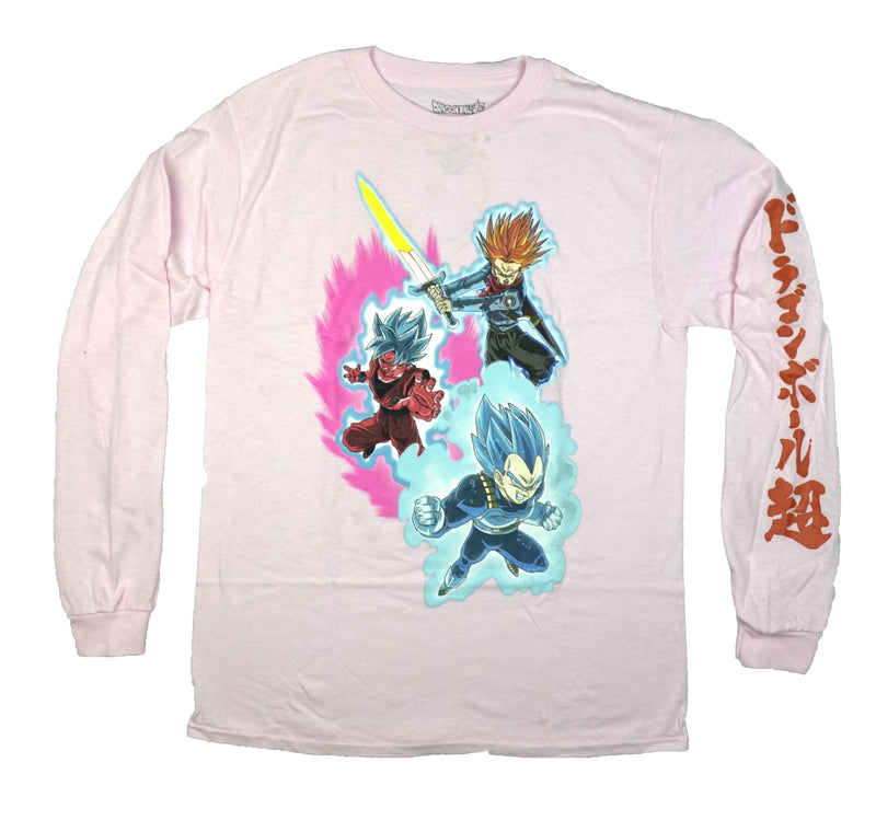 Dragon Ball Z Mens Long Sleeve T-Shirt - Trio on Front Dragon Balls on Back