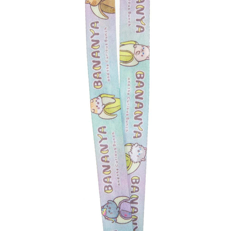 Bananya Anime Cartoon Cat Lanyard w/Charm and ID Holder
