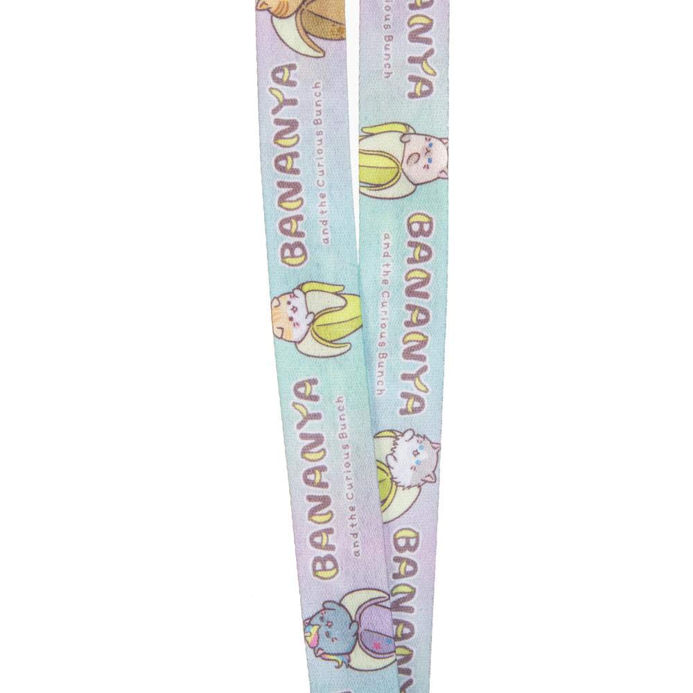 Bananya Anime Cartoon Cat Lanyard w/Charm and ID Holder