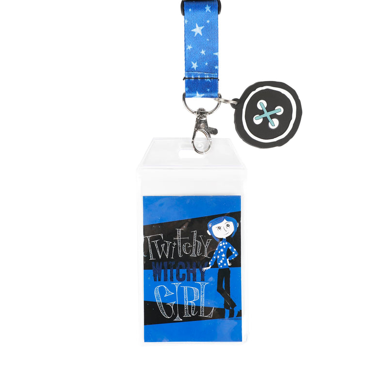 Coraline Twitchy Witchy Girl 22" Lanyard with Clear ID Sleeve and Rubber Charm