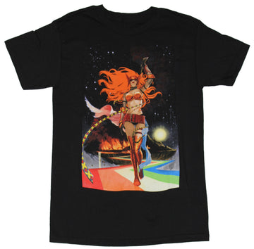 Angela (Marvel) Mens T-Shirt - Angela Whipping Red Hair Approaching From Asgard