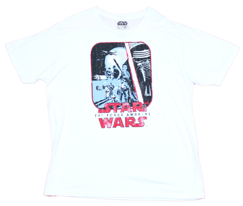 Star Wars Force Awakens  Mens T-Shirt - Distressed Cast Side Kylo Image