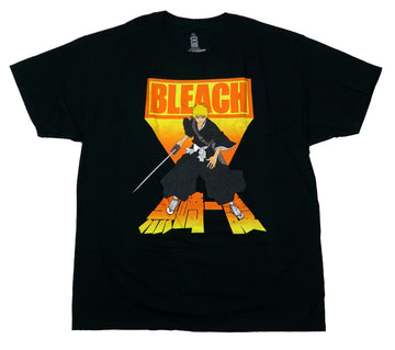 Bleach Mens T-Shirt - Standing on Orange Kanji Block Logo Below Bleach Name