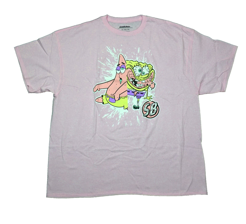 Spongebob Squarepants Mens T-Shirt - W/ Patrick In Splatter Over Initials