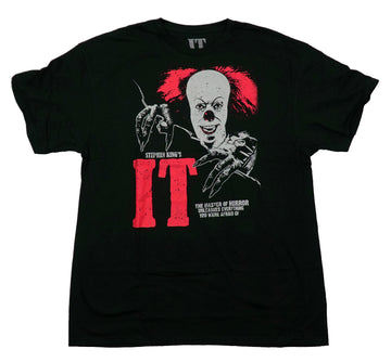 IT Mens T-Shirt - Distressed Pennywise over The Master of Horror...