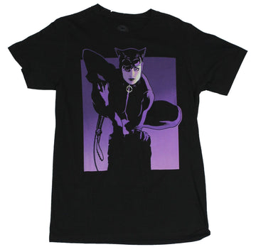 Catwoman (DC Comics) Mens T-Shirt  - Crouching Catwoman In Purple Shadow Pose