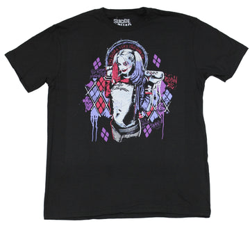 Harley Quinn (DC Comics) Mens T-Shirt - Bad Girl Stained Glass Standing Image