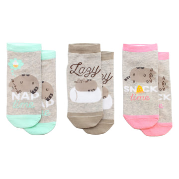 Culture Fly Pusheen Socks For Woman & Girls I 3 Pack Ankle Socks Variety Pack I Pusheen Lazy Socks I Gray Socks