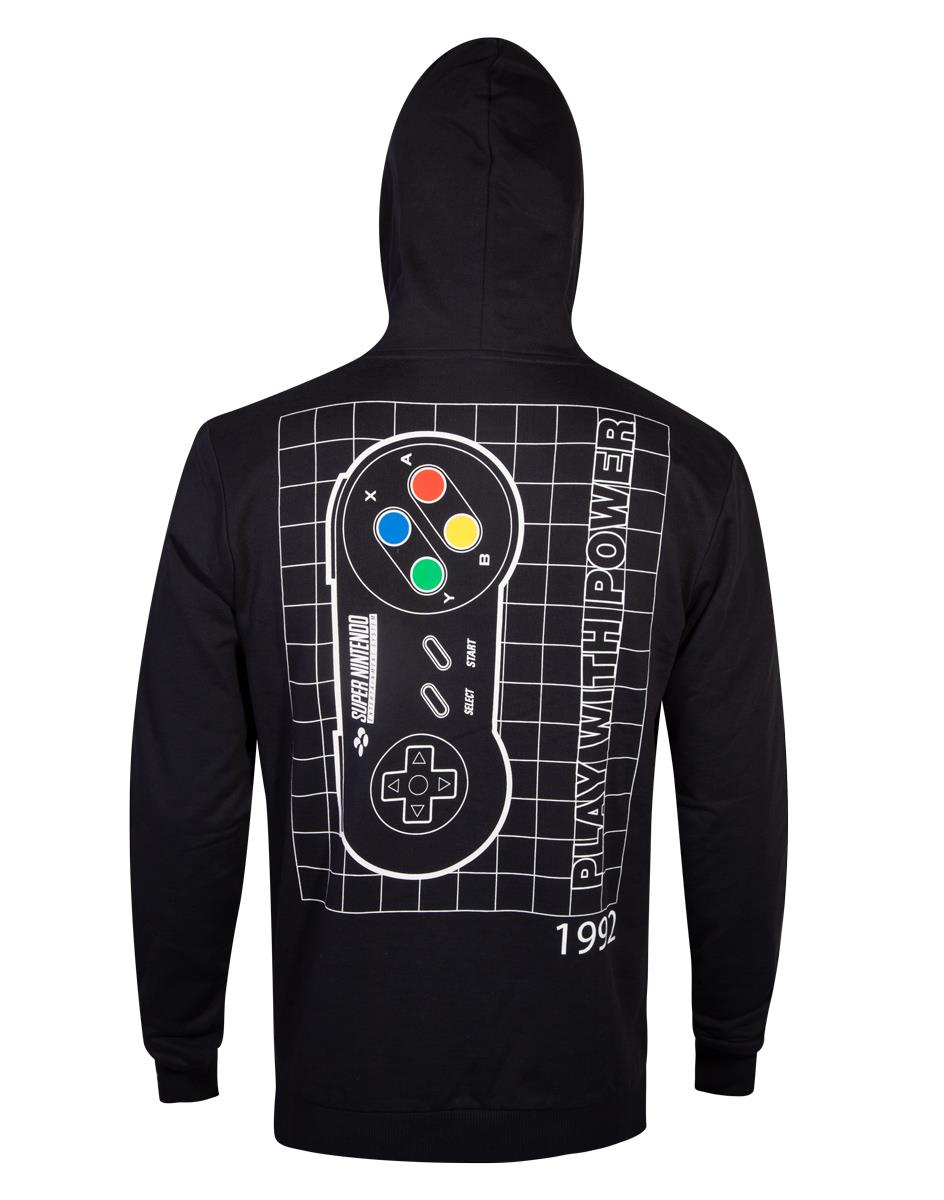 Super Nintendo Mens Pullover Hoodie - Classic Logo Front Controller Back