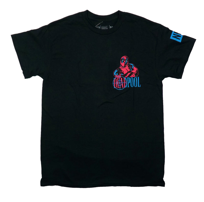 Deadpool Mens T-Shirt - Lapel & Back Pic Deapool By Crosshair Neff Sleeve