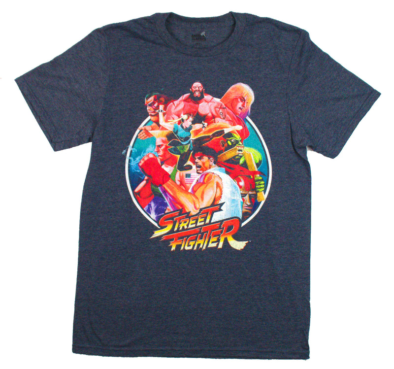Street Fighter Mens T-Shirt - Cast In Circle Zangief Flexing On Top