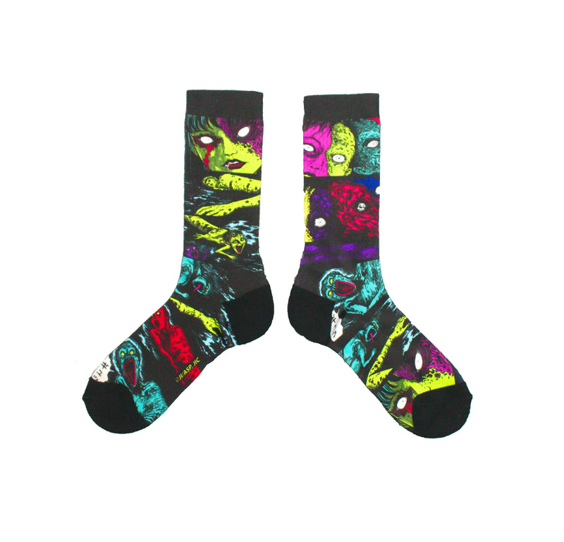 Junji Ito Characters All Over Men's crew socks