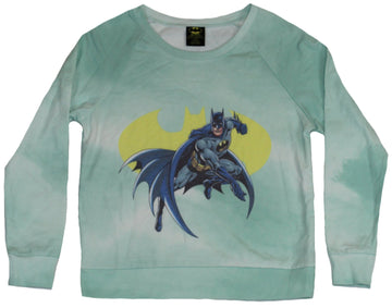 Batman (DC Comics) Girls Juniors Light Sweatshirt - Batman Diving Over Logo