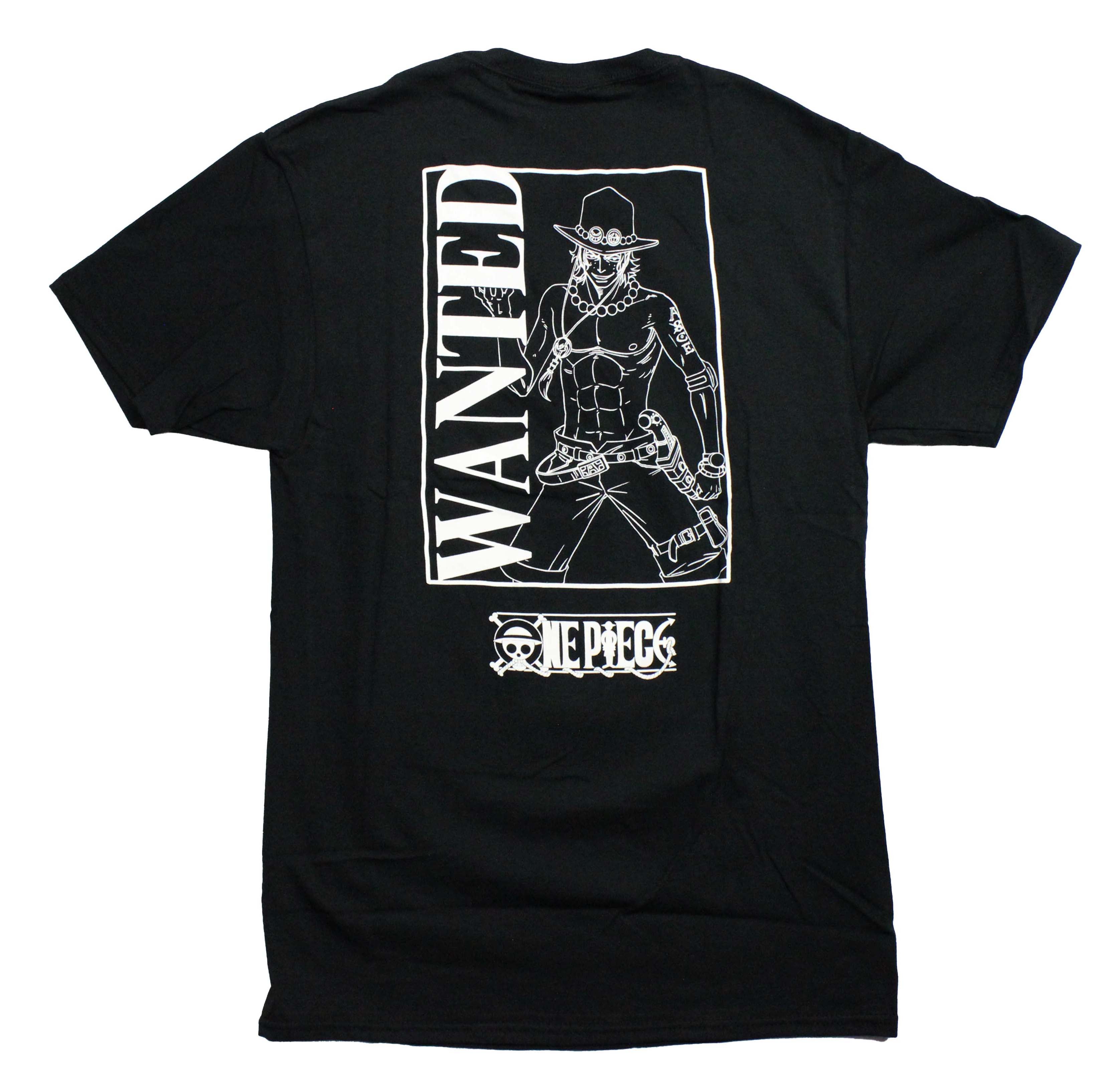 One Piece Mens T-Shirt - Ace Wanted Dead or Alive Poster