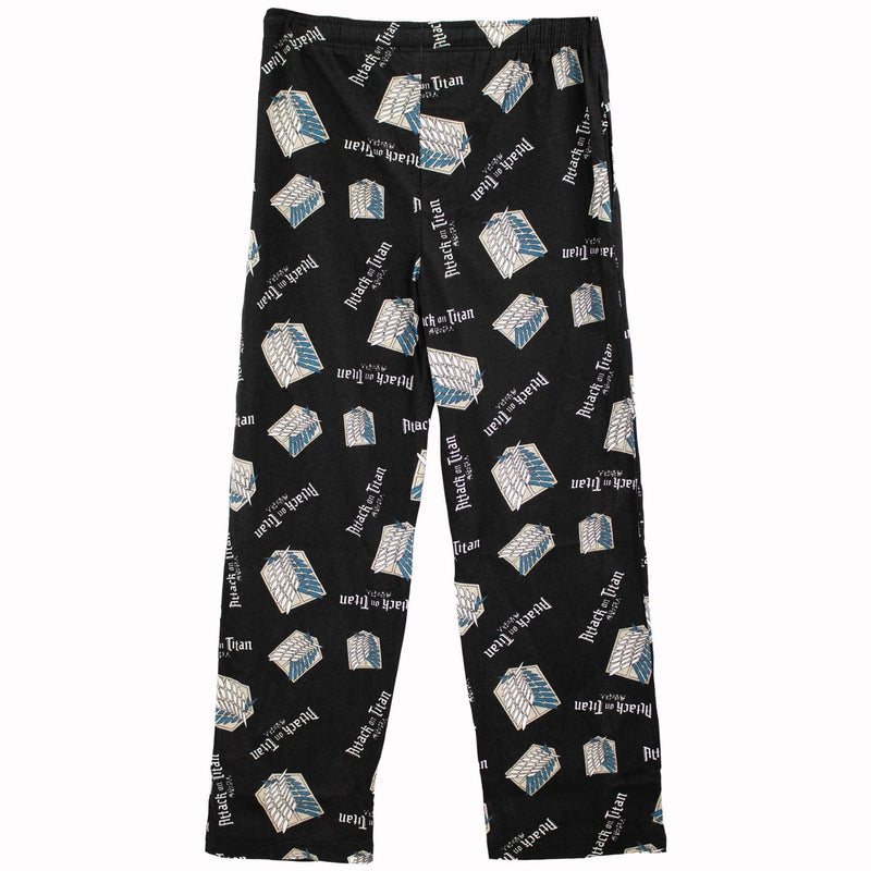 Ripple Junction Attack on Titan Mens Lounge Pants Scout Regiment Shield Anime Kanji Logo All Over Print Officially Licensed