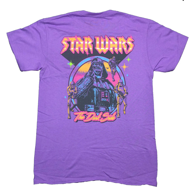 Star Wars Mens T-Shirt -Lapel Metal Logo Vader & Storm Troopers Back