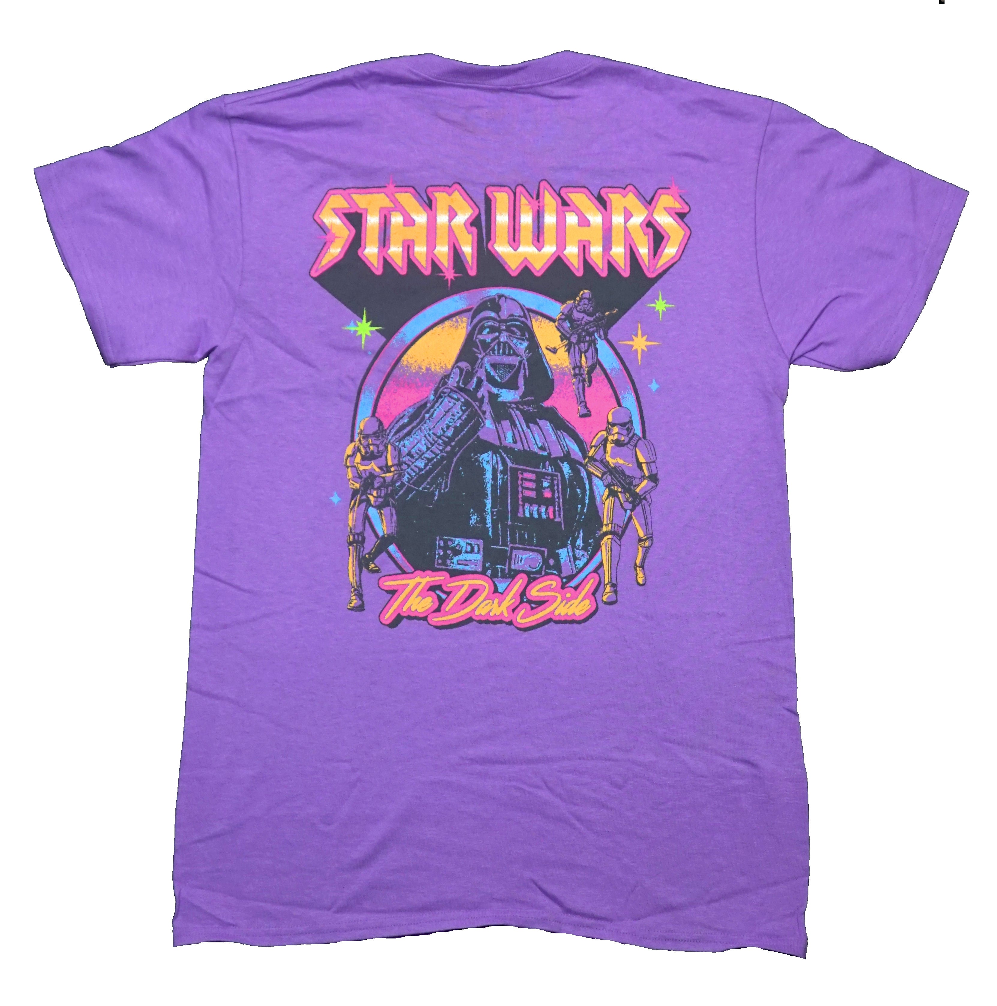 Star Wars Mens T-Shirt -Lapel Metal Logo Vader & Storm Troopers Back