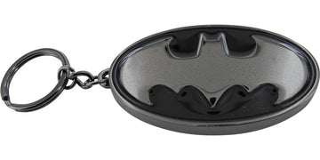 Batman Oval Black and Silver Logo Metal Keychain