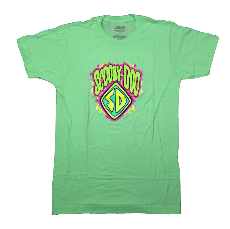 Scooby Doo Mens T-Shirt - Flourescent Diamond Logo Snacks Back