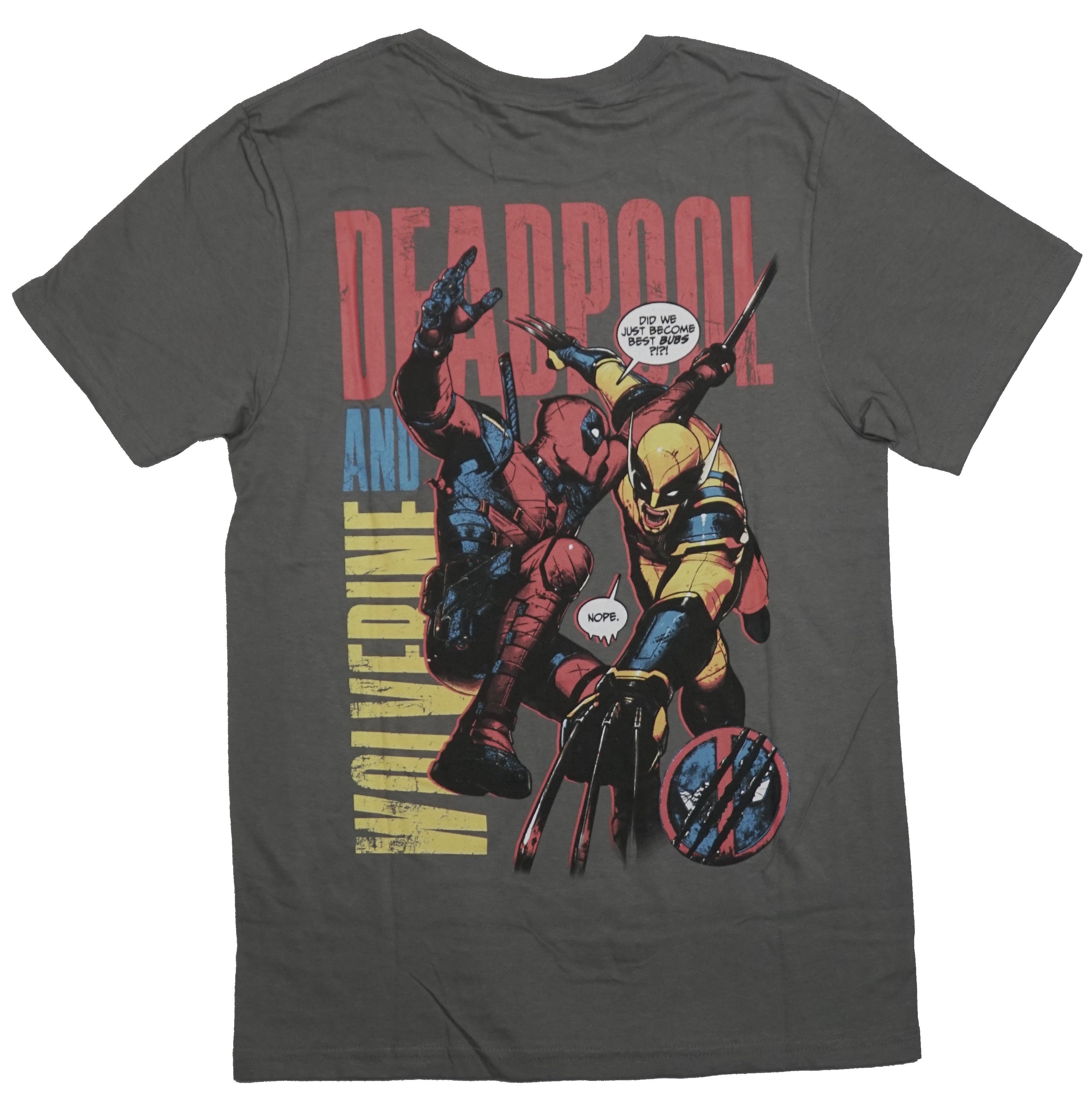 Deadpool & Wolverine Mens T-Shirt - Logo Slashed Lapel Best Bubs Battle Back