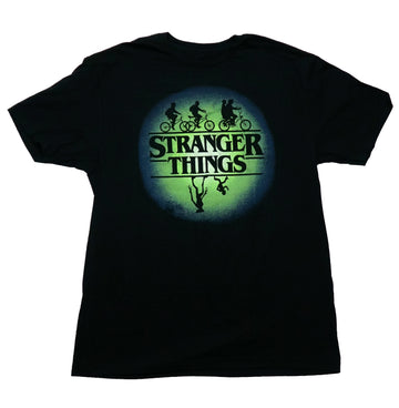 Stranger Things Mens T-Shirt - Crew Riding Bikes Upside Logo