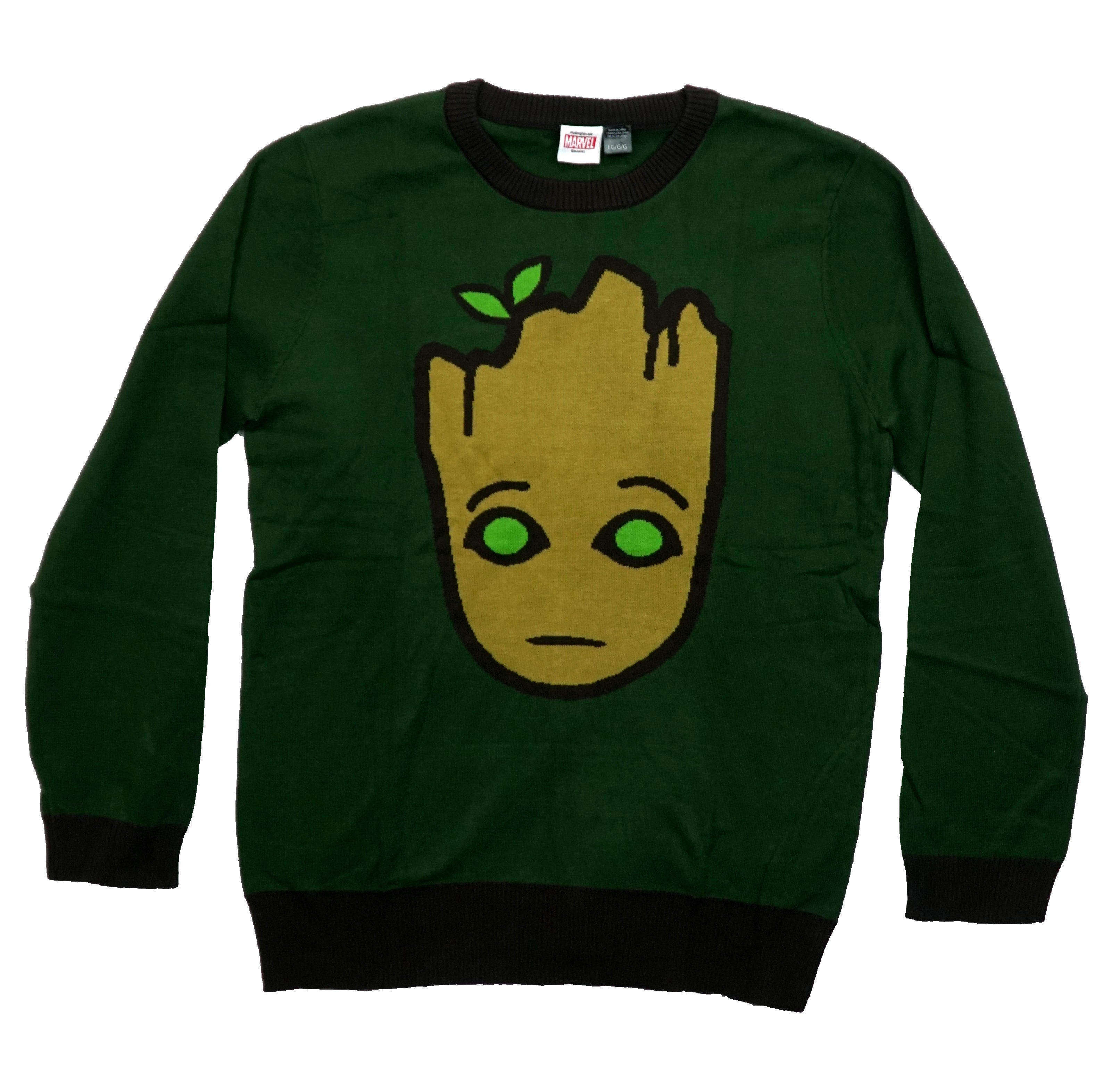 Marvel Men's Guardians of The Galaxy Groot Long Sleeve Sweater