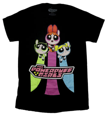 The Powerpuff Girls Mens T-Shirt - Flying Trio over Name