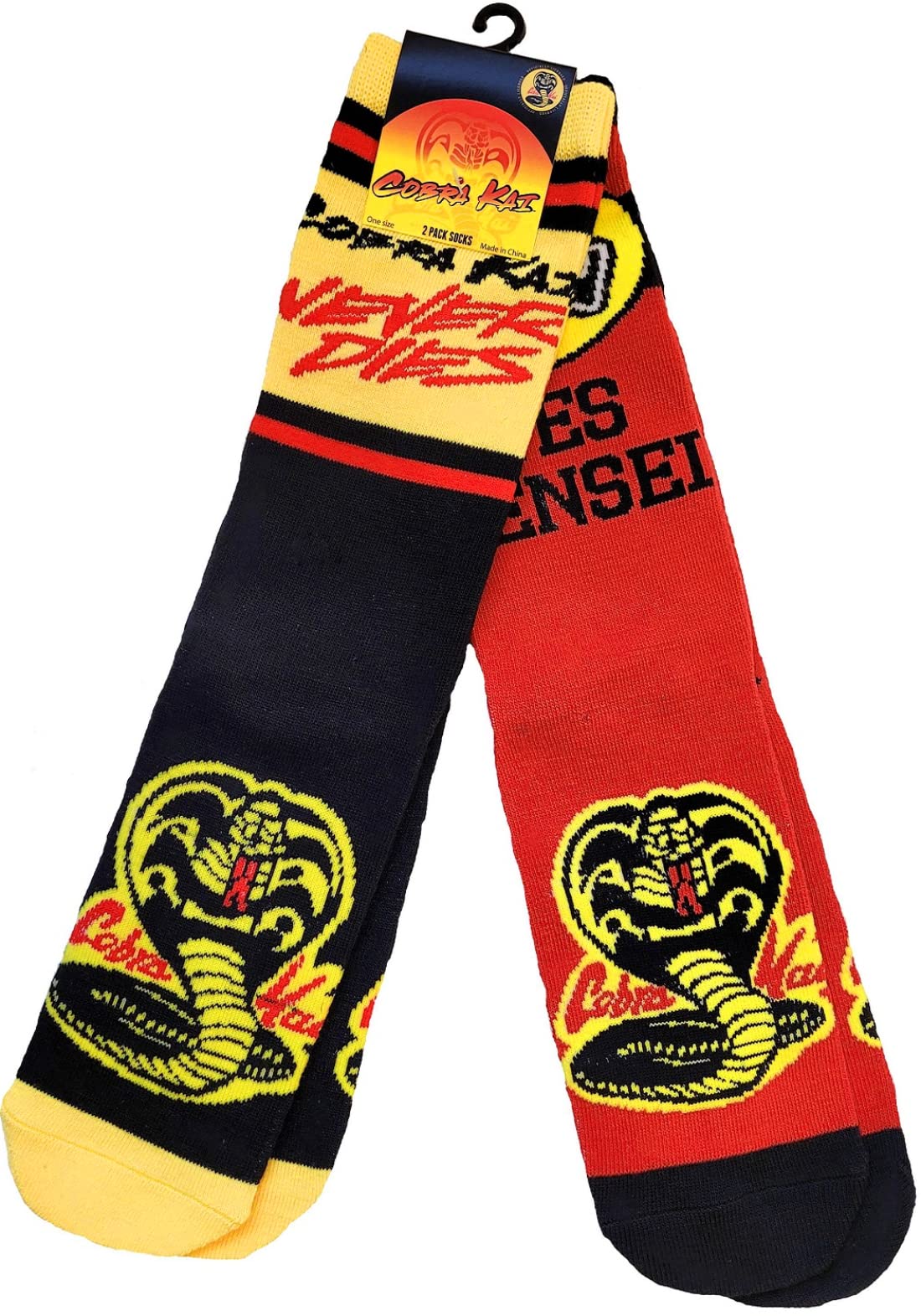 Ripple Junction Cobra Kai Adult Crew Socks Yes Sensei Dojo Logo Officially Licensed 2 Pack