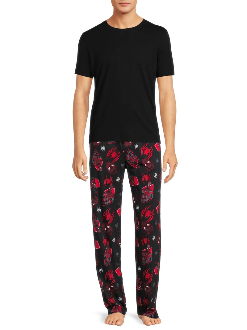 Marvel Spider-Man Men's Miles Morales Mask Allover Print Adult Sleep Bottoms Pajama Pants