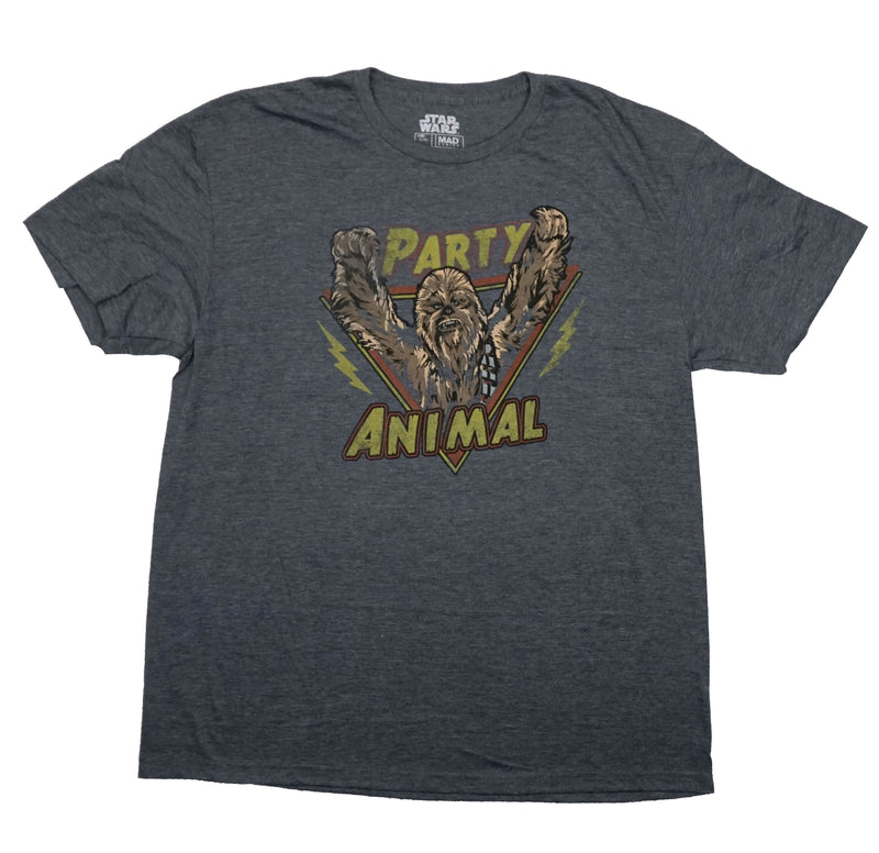 Star Wars Mens T-Shirt - Chewbacca Party Animal Triangle Distressed Image