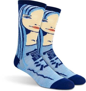 Ripple Junction Junji Ito Adult Horror Crew Socks Tomie All Over Print - One Size Blue