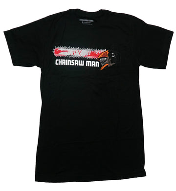 Chainsaw Mens T-Shirt - Simple Chainsaw Man Logo Under Bloody Saw