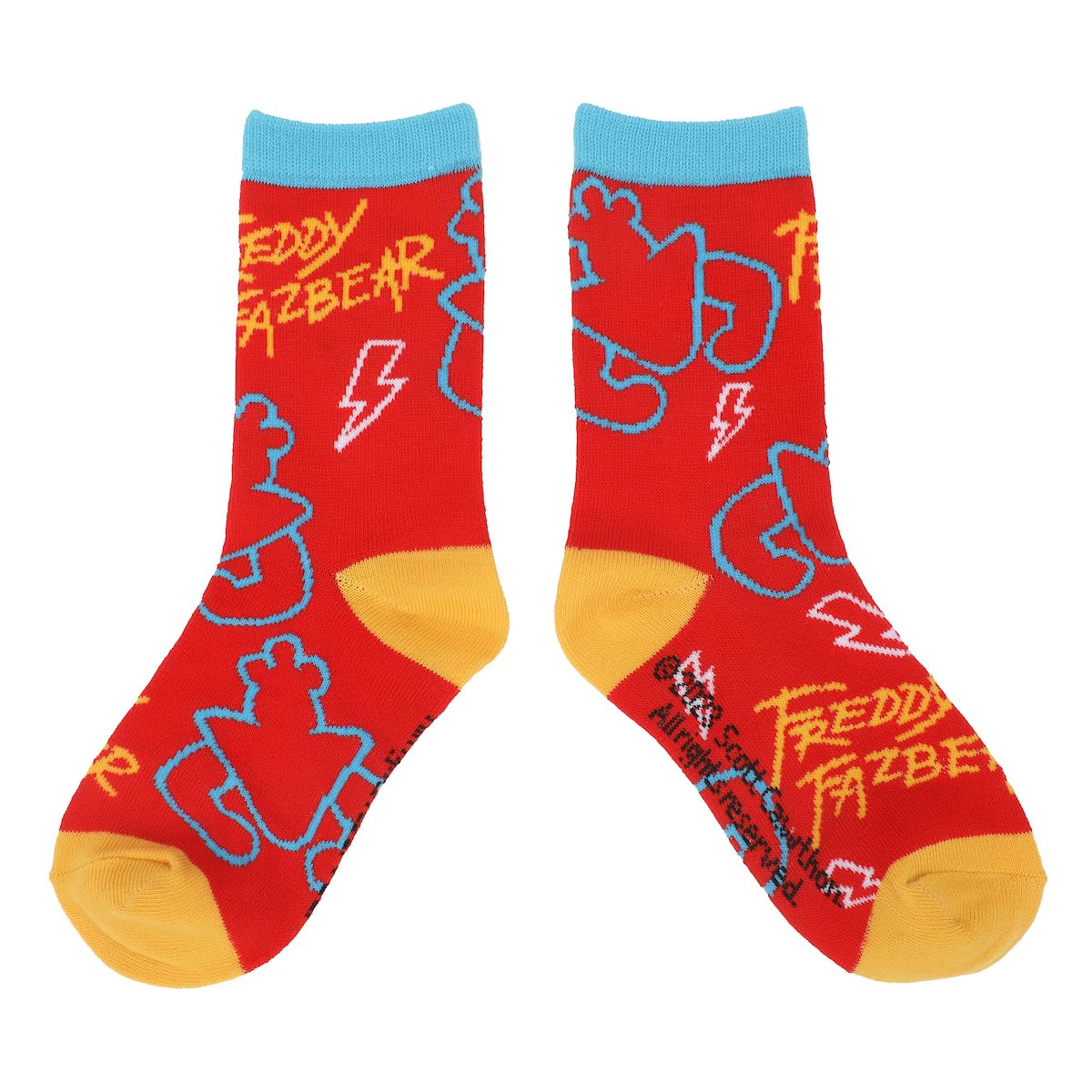 Bioworld Five Nights At Freddy's Freddy Fazbear 2-Pair Multi-color Cartoon Themed Casual Unisex-Kids Crew Socks Size 7-9