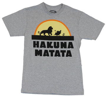 The Lion King Mens T-Shirt - Hakuna Matata Silhouette And A Yellow Sun Image