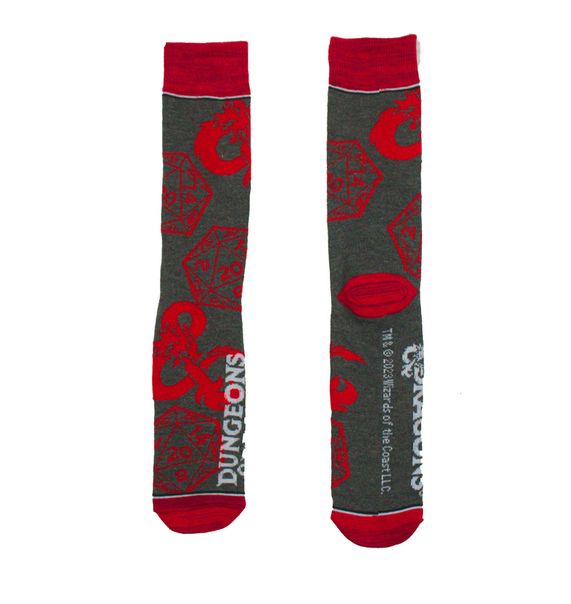 Dungeons and Dragons d20 pattern and logo all over Men's Crew socks